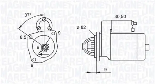 Electromotor (12V, 2kW) ALFA ROMEO 145, 146, 147, 156, 159, 166, GT; FIAT BRAVA, BRAVO I, BRAVO II, CROMA, DOBLO, DOBLO CARGO, GRANDE PUNTO, MAREA, MULTIPLA, PUNTO, SEDICI, STILO, STRADA 1.6D-2.4D