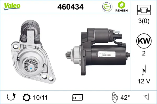 Electromotor (12V, 2kW, reconditionat) potrivit AUDI A3, TT; SEAT ALTEA, ALTEA XL, CORDOBA, IBIZA III, IBIZA IV, IBIZA IV SC, LEON, TOLEDO III; SKODA FABIA I, FABIA I PRAKTIK 1.4-2.0D 10.99-