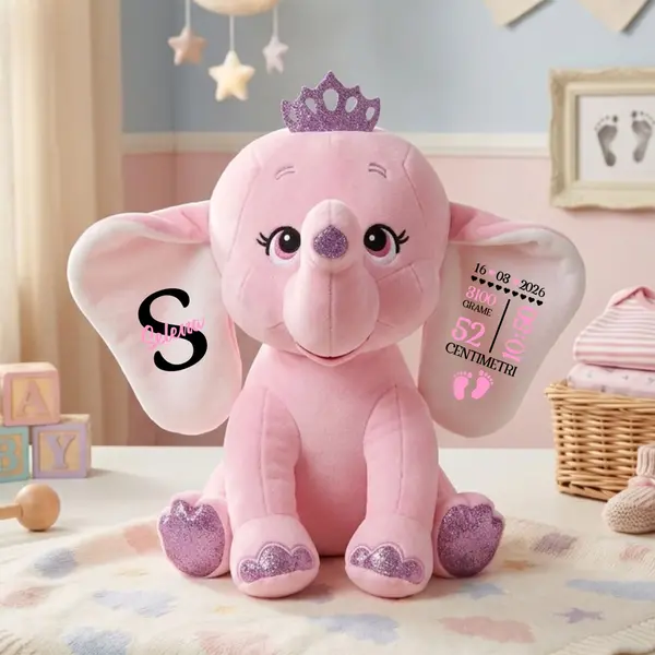 Elefant plus Personalizat PLUS5 35CM, Roz