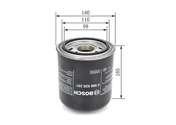 Element filtrant uscator aer, compresor BOSCH 0 986 628 251