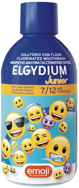 Elgydium Junior Apă de gură cu fluor pentru copii Emoji, 7-12 ani, 500 ml