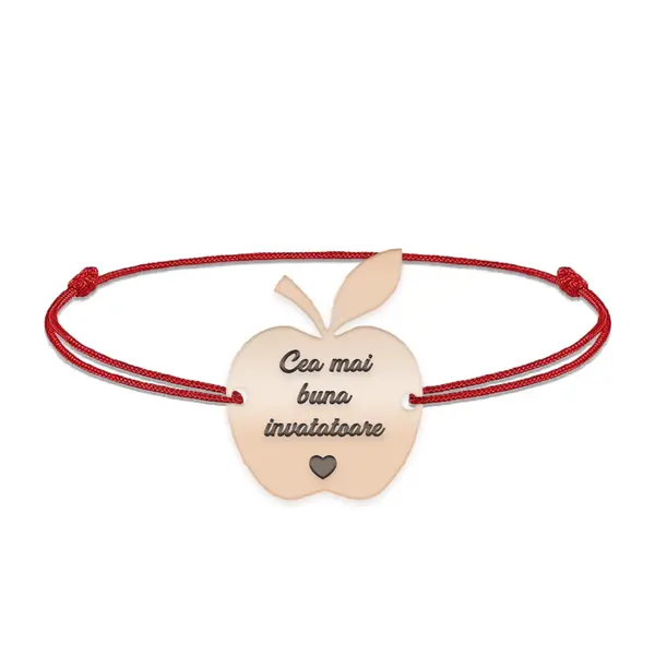 Elma - Bratara personalizata snur invatatoare din argint 925 placat cu aur roz