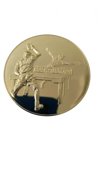 Emblema pentru medalie cupa simbol Tenis de masa 50mm, aurie