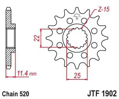 EMGO - Pinion (fata) JTF1902, 15 dinti - KTM 620SC LC4 660