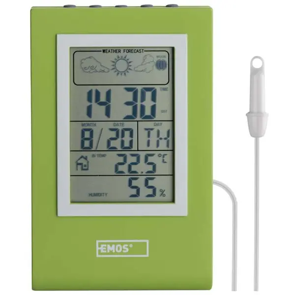 EMOS Statie Meteo, Emos, E0117N, temperatura, umiditate, vreme, ceas, Verde