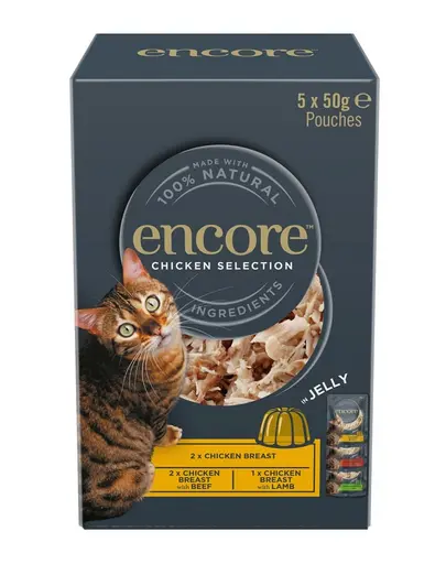 ENCORE Cat Chicken Selection in Jelly mix arome pui în jeleu 5×50 g