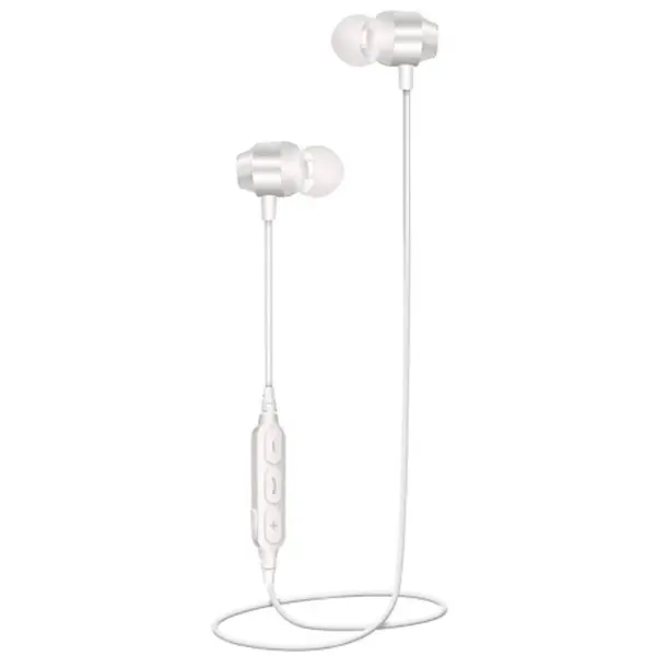 Energizer Casti In-Ear Energizer CIBT20WH2, Bluetooth, tip neckband, microfon, metalice, Alb