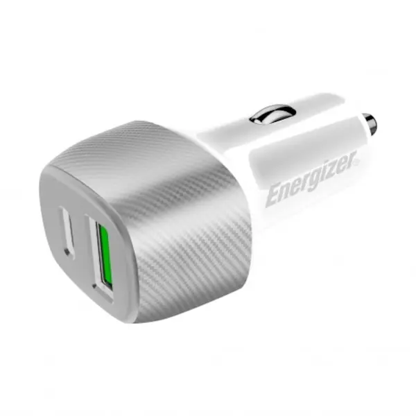 Energizer Incarcator auto ultra-rapid Energizer, 38W, USB-C Power Delivery, USB-A Quick Charge 3.0, Argintiu/Alb