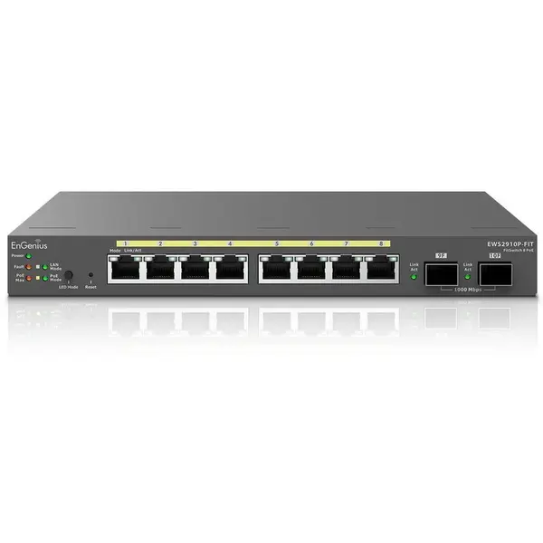 ENGENIUS Switch EnGenius Fit EWS2910P, 8 porturi Gb, 2 porturi SFP, PoE+, 55W, alimentare 100-240VAC, 50/60Hz