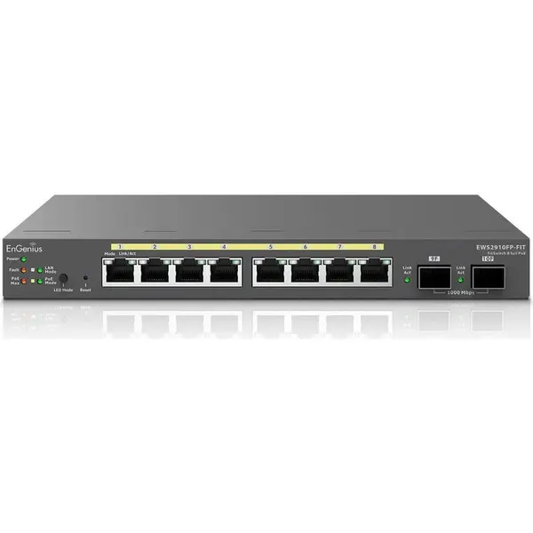 ENGENIUS Switch ENGenius Gigabit EWS2910FP-FIT, 8 porturi Gigabit Ethernet PoE, 2 porturi SFP, Management