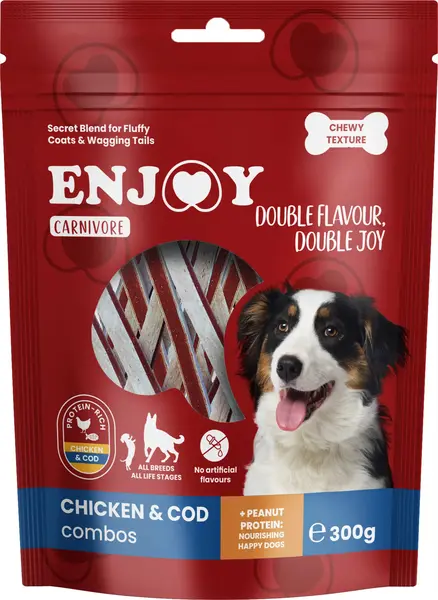 ENJOY Recompense pentru câini CARNIVORE, Sendviş de pui&cod