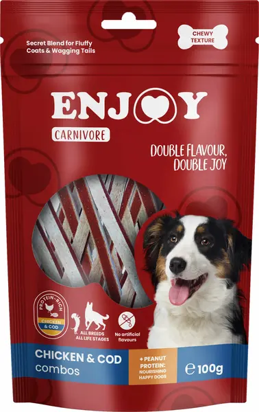 ENJOY Recompense pentru câini CARNIVORE, Sendviş de pui&cod
