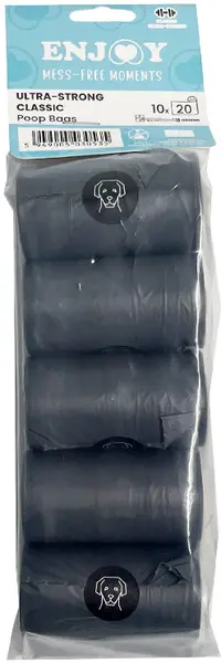 ENJOY Saci igienici pt colectare excremente, Clasic, negru, 10 role/set