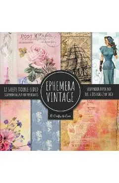 Ephemera Vintage Scrapbook Paper Pad 8x8 Scrapbooking Kit for Papercrafts, Cardmaking, DIY Crafts, Old Retro Theme, Decoupage Designs - Crafty As Ever