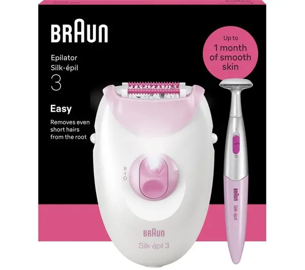 Epilator Braun - SE 3-202, 2 trepte, cu trimer, alb