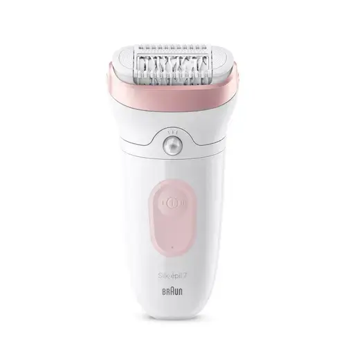 Epilator Braun Silk-epil 7 7-000, 40 pensete, MicroGrip, Lumina inteligenta, Wet&Dry (Alb/Roz)