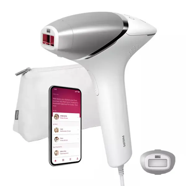 Epilator IPL Philips Lumea 8000 BRI940/00 cu SenseIQ, Cu fir, 450000 impulsuri, Senzor SmartSkin, Control aplicatie, Alb