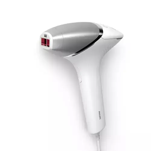 Epilator IPL Philips Lumea Seria 8000 BRI940/00, Senzor Smartskin, tehnologie SenseIQ, conectare la aplicatie, utilizare cu fir, 450.000 impusuri, accesoriu corp (Alb/Argintiu)