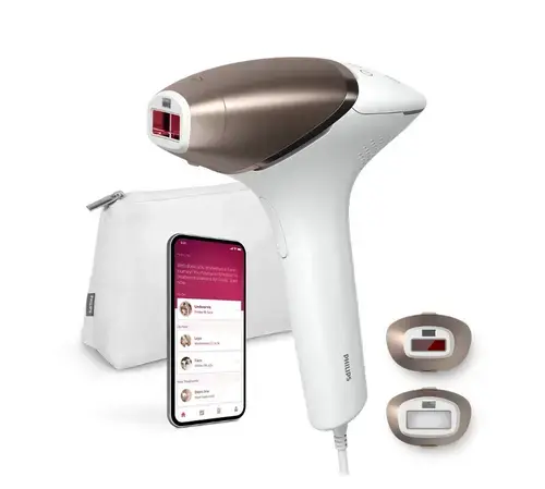 Epilator IPL PHILIPS Lumea Seria 8000 BRI945/00, 450.000 de impulsuri, 2 accesorii, SenseIQ, Senzor SmartSkin (Alb/Roz)