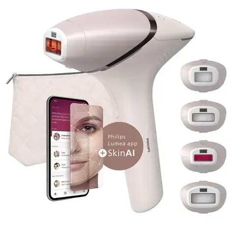 Epilator IPL PHILIPS Lumea Series 9900 BRI976/00, 450.000 de impulsuri, 4 accesorii, Senzor SmartSkin, acumulator (Roz)