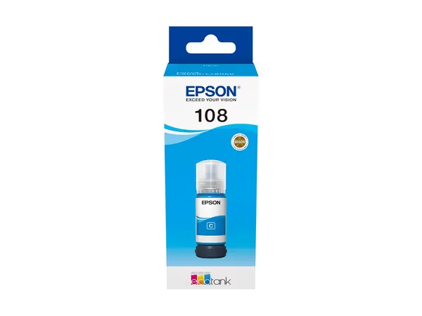 Epson 108 Cyan C13T09C24A - Cerneală Originală, 70 ml, EcoTank L Series