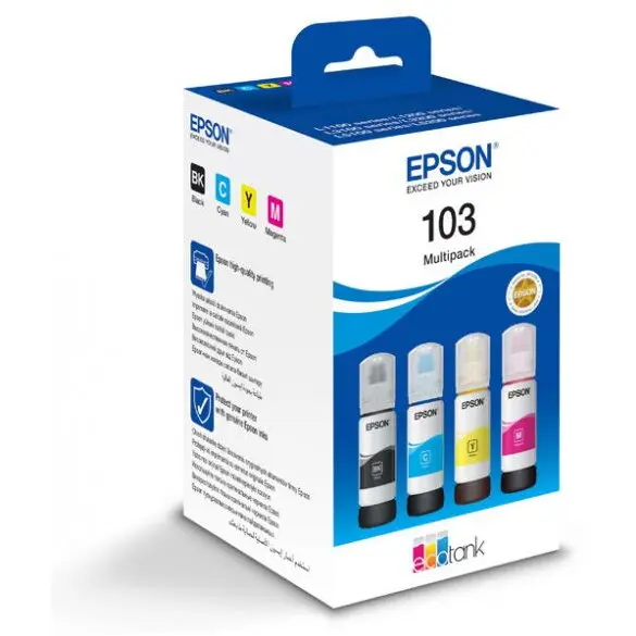 Epson Cerneala originala Epson 103 EcoTank Multipack CMYK C13T00S64A, Negru, Cyan, Galben, Magenta
