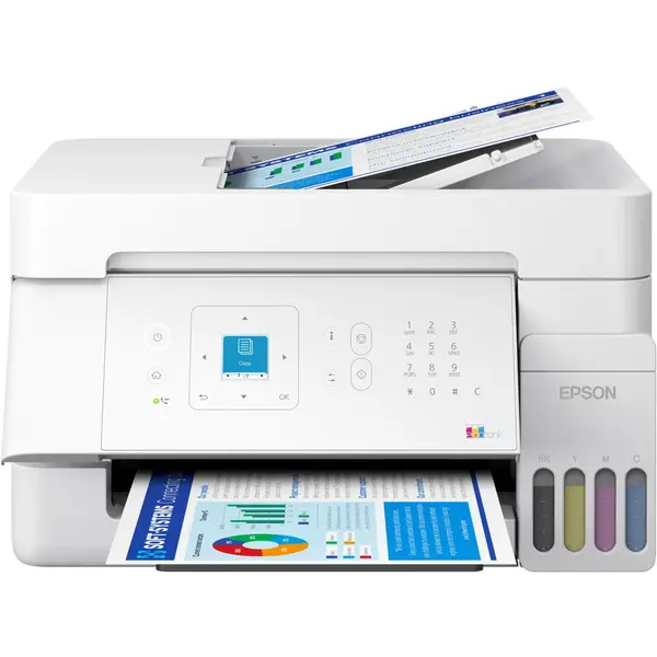 Epson Imprimanta Multifunctionala EPSON EcoTank L5396, InkJet CISS, Color, Format A4, Viteza printare alb/negru 11 ppm, Retea, Wi-Fi, Fax, ADF, Alb