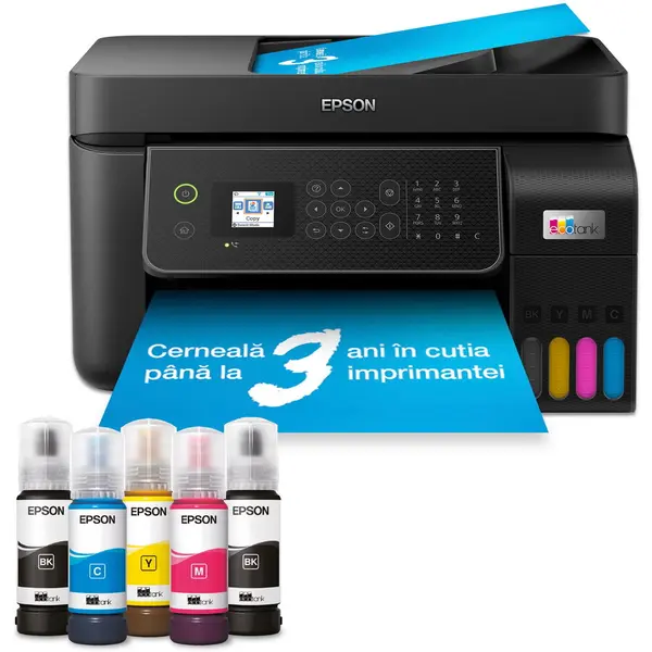 Epson Multifunctional Epson EcoTank L5310, A4, Color, 10 ppm, USB, Retea, Wireless Direct Negru