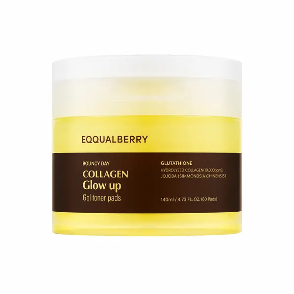 EQQUALBERRY - Collagen Glow Up Gel Toner Pads, 140ml, 60pads