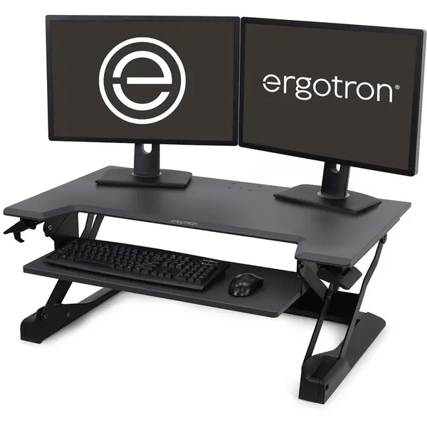 Ergotron Statie de lucru tip birou pentru picioare (negru cu suprafata gri)