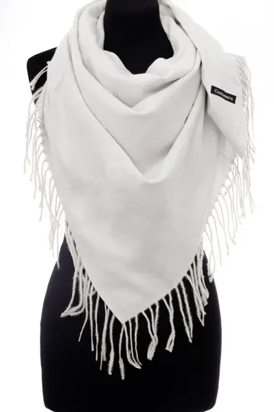 Esarfa alba patrata din material gros tip cashmere