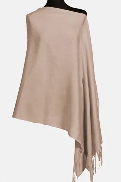 Esarfa bej inchis din cashmere subtire dreptunghiulara