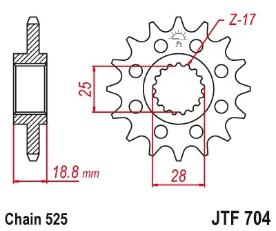 ESJOT - Pinion (fata) 50-29020, 17 dinti - RSV1000- 03 ETV 01- F650GS