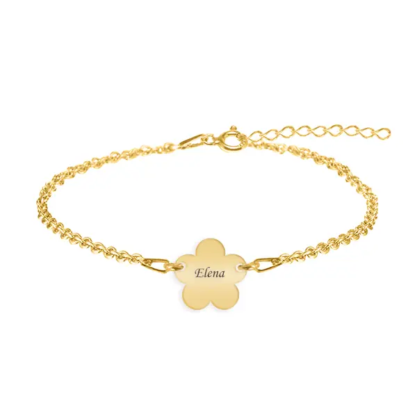 Esma - Bratara personalizata pentru picior cu floricica din argint 925 placat cu aur galben 24K