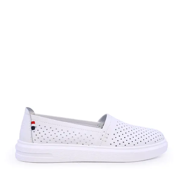 Espadrile ușoare femei Benvenuti albe din piele cu perforații 1539DPF0408A