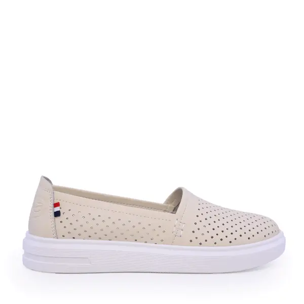 Espadrile ușoare femei Benvenuti bej din piele cu perforații 1539DPF0408BE