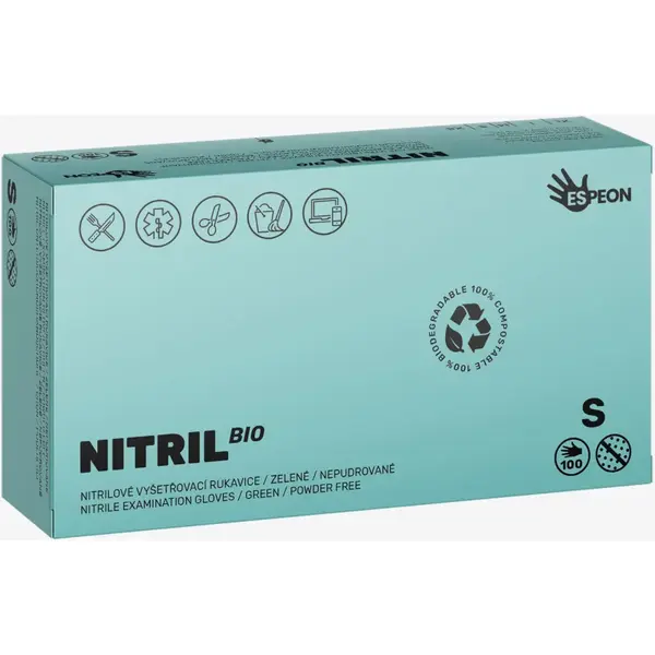 Espeon Nitril BIO Green mănuși din nitril, fără pudră mărime S 2x50 buc