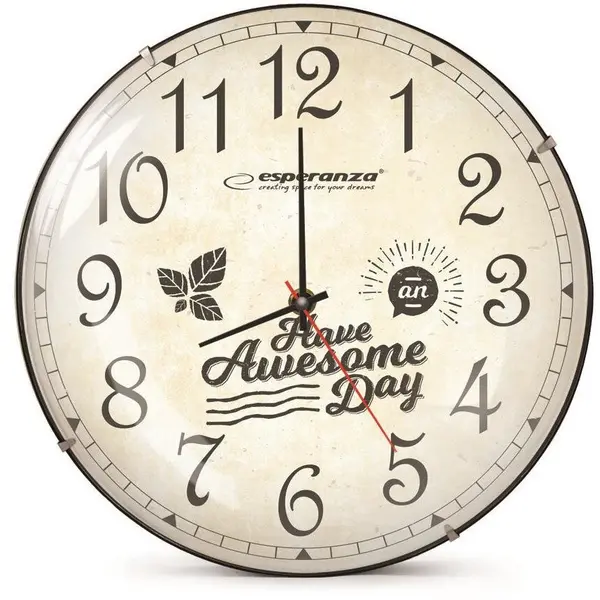 ESPERANZA Ceas de perete Esperanza EHC018L,model Lausanne,text ''Have Awesome Day'', fond crem,30 cm