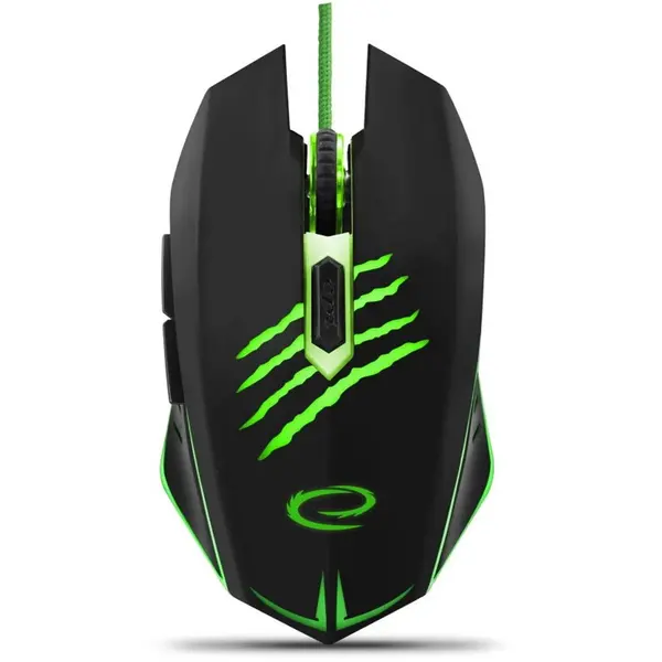 ESPERANZA Mouse optic cu fir, Esperanza EGM209G, pentru dreptaci, USB-A, 2400 DPI,Negru/Verde