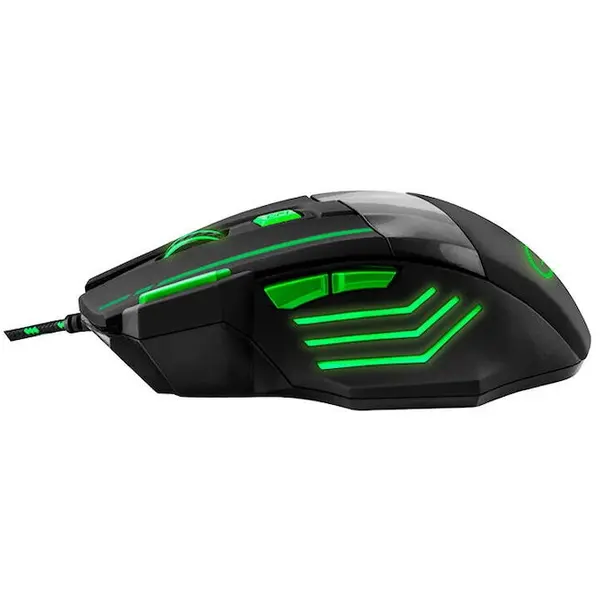 ESPERANZA Mouse Optic Gaming, Esperanza Wolf EGM201G, pentru dreptaci, USB-A, 2400 DPI, Negru/Verde