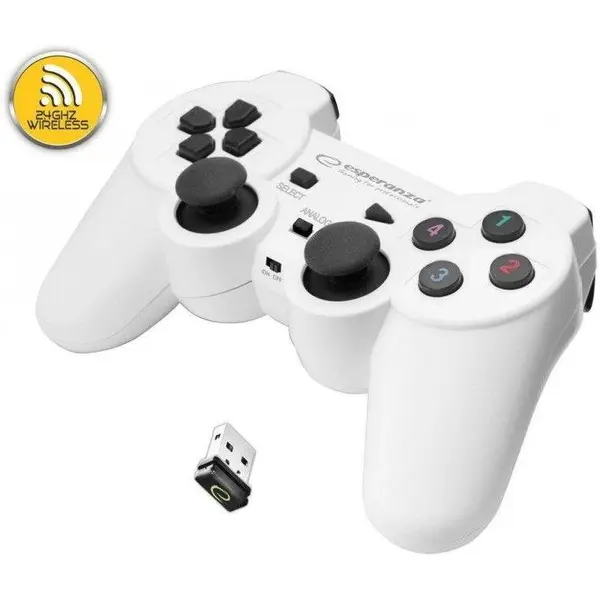 ESPERANZA Plata cu cardul in rate 24 luni garantie Controller Esperanza Gladiator EGG108W, Wireless, PC/PS3, Alb