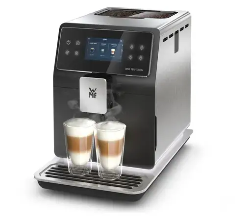 Espressor automat combi WMF Perfection 840L, Rezervor 2l, 15 bauturi, Display LCD Touch, Capacitate boabe 250 gr, Rasnita incorporata (Negru/Inox)