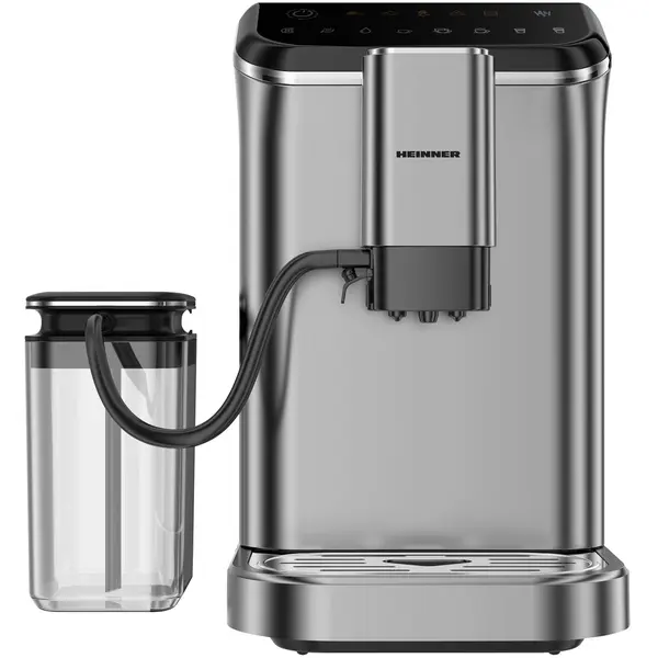 Espressor automat Heinner Genesis HEMA-D20DGREY, 1350 W, 1.5 l, 20 bar, Capacitate boabe cafea 190g, Spumare lapte, Gri