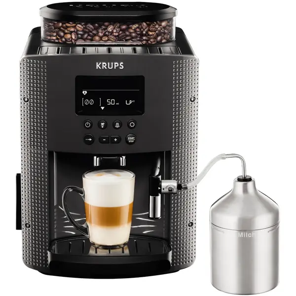 Espressor automat Krups EA816B70, 1450 W, 15 bar, 1.7 L, display LCD, rasnita incorporata, rezervor lapte, oprire automata, gri antracit