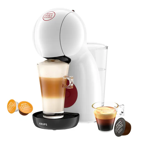 Espressor cu capsule Krups NESCAFE Dolce Gusto Piccolo XS KP1A3110, 1600W, 15 bari, capacitate rezervor 0.8 L, functie eco, alb & rosu