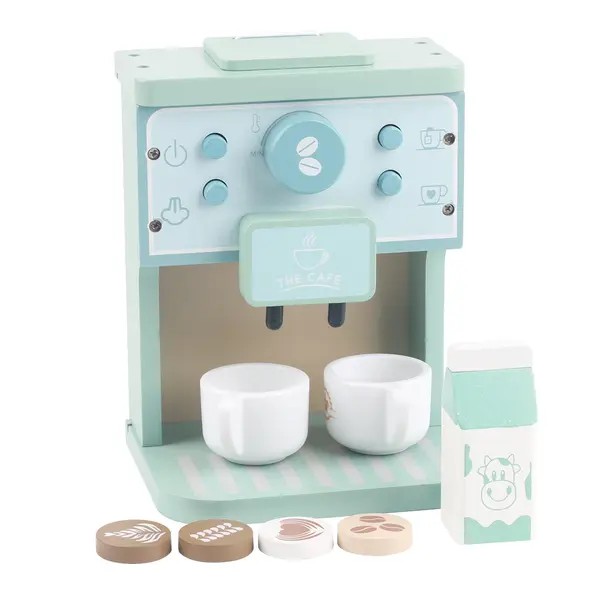 Espressor de cafea din lemn - Lean Toys (cu cani si lapte)