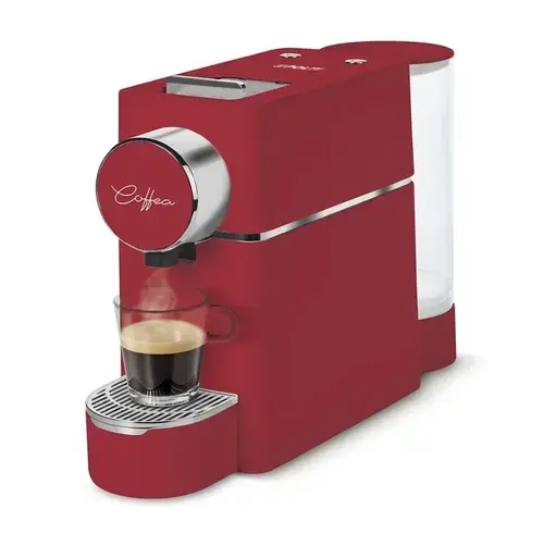Espressor de cafea Polti Coffea S18R pentru espresso si cafea lunga, compatibil cu capsule E.S.E. de 44 mm, rezervor detasabil de 0,85 l, pompa 19 BAR (Rosu)