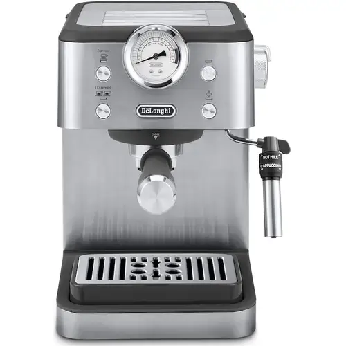 Espressor manual De'Longhi Classic EM450.M, 2 tipuri de bauturi, sistem manual de spumare, 1.7l, 1325W, 15 bar (Argintiu)