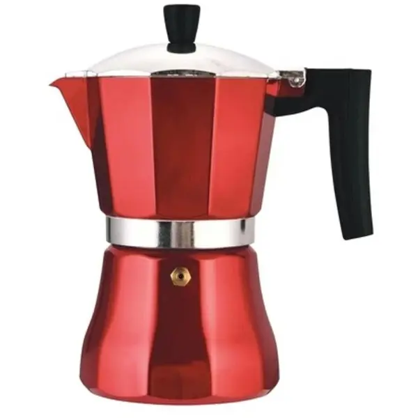 Espressor Moka 6 Cani, Compatibil Inductie, Rosu, 0.3-0.35 l, Perfect Home