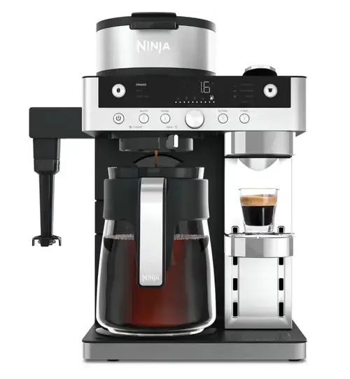 Espressor Ninja CFN802EU Prestige DualBrew, 1550 W, 1.8 L, 19 bari, 2in1 pentru cafea la filtru si capsule (Negru)